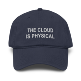The Cloud Is Physical embroidery on a Navy Otto Cap 18-772